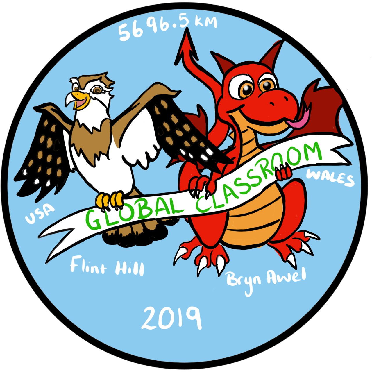 Badge created by Bryn Awel Primary School for Global Classroom Project